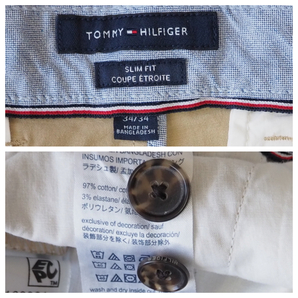 ☆送料無料☆ TOMMY HILFIGER トミーヒルフィガー 古着 ロングパンツ トラウザー チノパン スリムフィット メンズ 34 カーキ ボトムス 中古の画像10