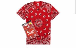 supreme シュプリーム Hanes Bandana Tagless Tees (2 Pack) 赤S ヘインズ バンダナ タグレス ティー 2枚入 2022FW RED レッド Tシャツ 