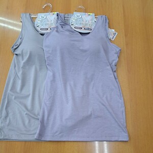  new goods * free shipping *L lady's cup attaching tank top beige * purple 2 sheets 