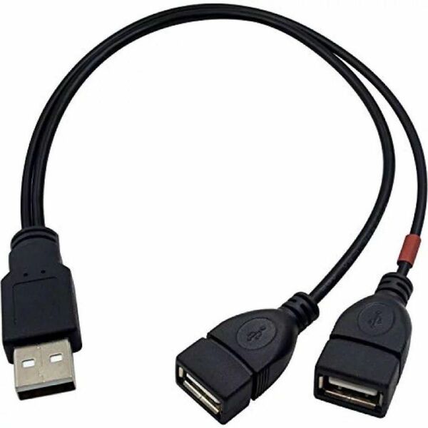 Duttek USB 2.0 二股ケーブル　30cm (オス - メスx 2)