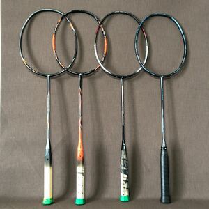 MI015【ジャンク品】YONEX ヨネックスNANORAY i-SPEED ARCSABER　ナノレイ アークセーバーなど バトミントンラケット 4本セット