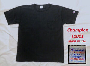 USA製ChampionチャンピオンT1011 TシャツL黒★半袖