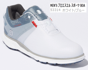  new goods # foot Joy #2022.9#MEN'S Pro SL sport boa #53314# white | blue #25.0CM(W=EEE)# spike less boa # regular goods 