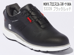  new goods # foot Joy #2022.9#MEN'S Pro SL sport boa #53339# black | red #25.5CM(W=EEE)# spike less boa # regular goods 