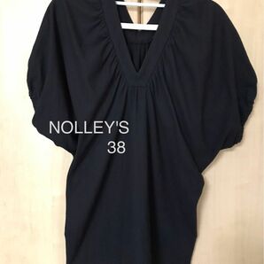 NOLLEY’S カットソー 38 ブラック Ｖネック パフスリーブ