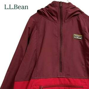 TC737ね＠ L.L.Bean ハーフジップ アノラックパーカー ナイロンパーカー メンズ Mサイズ 　0.4