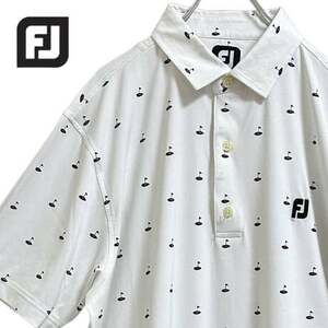 TC743ね@ FootJoy GOLF ドライ ポロシャツ 半袖 ゴルフウェア メンズ XXLサイズ ホワイト 白 　0.4