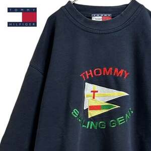 TC596さ@ TOMMY HILFIGER 90s セーリング スウェットシャツ トレーナー 長袖 メンズ XLサイズ　 0.7