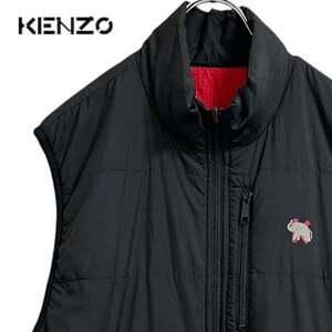 TC645ね＠ KENZO GOLF リバーシブル 中綿 ナイロンベスト ゴルフウェア メンズ サイズ4/L ブラック　 0.5