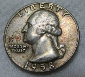 1958年 米国銀貨 6.4g クオーターダラー ミントマークD 送料230円にて同梱発送可