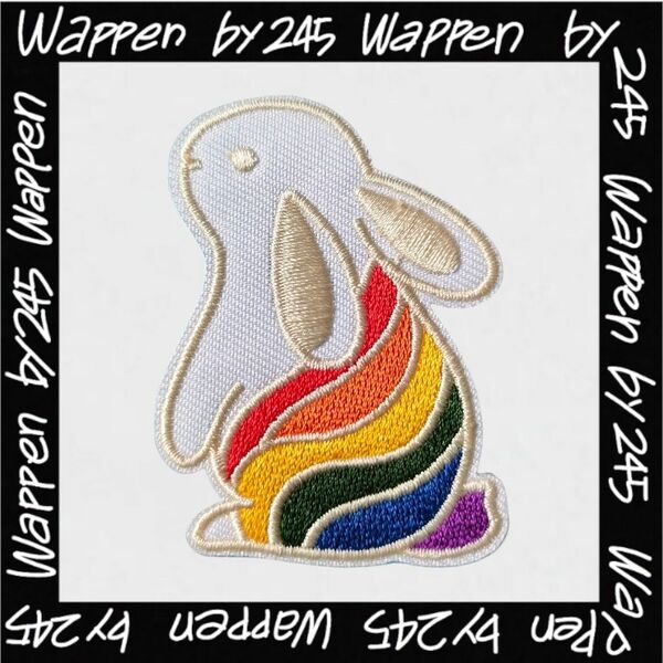 D-86【 アイロンワッペン 】 刺繍ワッペン リメイク 虹 Rainbow レインボー 兎 ウサギ ラビット rabbit
