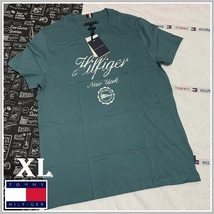 ビンテージ仕上げのグランジプリントTシャツ ブルー　XLサイズ　TOMMY HILFIGER #ngTOMMY_画像1