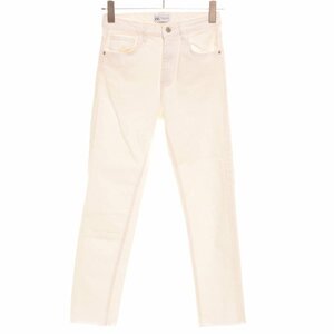 ◇504064 ZARA ザラ ◆デニムパンツ ハイウエストホワイトジーンズ サイズ34 カットオフ レディース