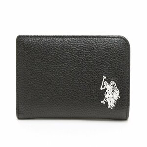 △510855 未使用品 U.S. POLO ASSN. ユーエスポロアッスン 二つ折り財布 PUレザーミニウォレット ブラック