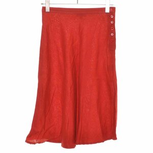 *497746 agnes b. Agnes B * midi skirt linen flair skirt size 38 flax lady's France made red 
