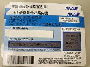 送料無料☆ANA株主優待券2枚　有効期限2024年5月31日　