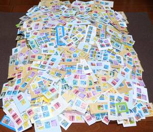 【済】 ボックス 普通切手 小型記念切手 使用済み紙付切手 出品者計量・正味11kｇ超 1円～
