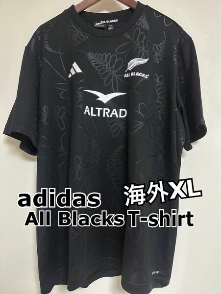 adidas ALL BLACKS design T-shirt(海外XL)