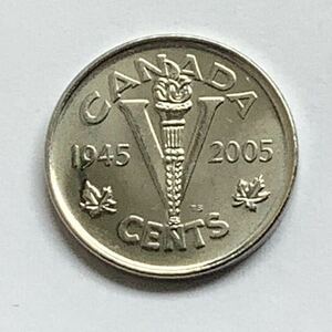 【希少品セール】カナダ エリザベス女王肖像デザイン 5セント硬貨 2005年 記念デザイン 1枚