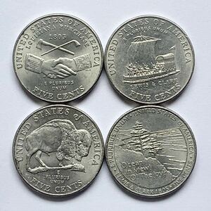 【希少品セール】アメリカ 5セント硬貨 記念デザイン 2004年 2005年 ミントマークＰ 各1枚 4枚まとめて