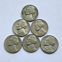 【希少品セール】アメリカ 5セント硬貨 ミントマークD 1963年 70年 74年 76年 80年 ミントマークなし 73年 年号違い各1枚ずつ 6枚まとめて_画像1