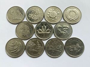 【希少品セール】カナダ エリザベス女王肖像デザイン 25セント硬貨 2000年記念デザイン 11種類 各1枚ずつ 11枚まとめて