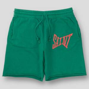 新品同様 SAINT Mxxxxxx / セントマイケル 22SS SWEAT SHORTS LOGO GREEN / スウェットショーツ SM-S22-0000-050 S SSM3399 ショートパンツ