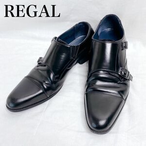 リーガル ダブルモンク ストレートチップ 革靴 メンズ シューズ 26cm メンズ ブラック 黒