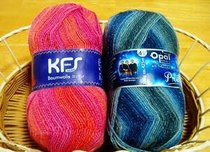 C＊ソックヤーン＊【opal(オパール) KFSコットン・Pretty(ラメ入り)】2玉組