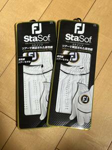 【送料無料！新品！】 フットジョイ FOOTJOY StaSof ステイソフ ゴルフ グローブ golf gloves 25センチ 現行モデル ホワイト 白 2個セット