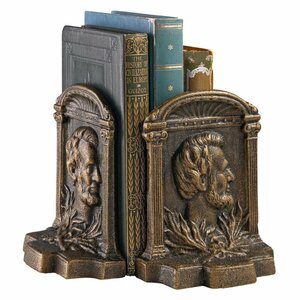 エイブラハム・リンカーン大統領(1809-1865)記念鋳鉄製彫刻ブックエンド一対高品質ロストワックス製アート工芸図書館輸入品