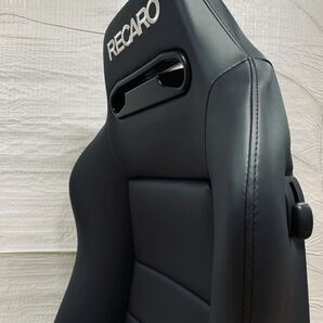 11.12.レカロ RECARO 2脚セット SR-3 黒フェイクレザー張り替え 張替え 張替 ブラックシングルステッチ 両側ダイヤルの画像4