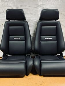 54.55.レカロ RECARO 2脚セット LX-L 黒フェイクレザー張り替え 張替え 張替 ブラックシングルステッチ 片側ダイヤル