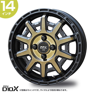 〔4本セット〕PPX D10X 14インチ 5.0J 33 4-100 ブラック×ポリッシュ×マットブロンズクリア ホイール4本 AME 共豊