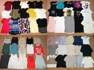 R22* large amount 120 put on set T-shirt shirt blouse tank top tunic cardigan etc. various set sale old clothes flima together thin short sleeves summer 