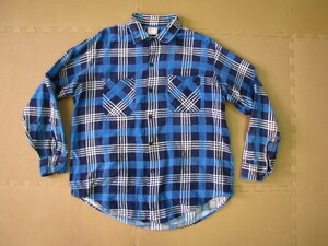 A-1*60s~70s BIGMAC big Mac print flannel shirt check pattern long sleeve shirt single color tag L size damage Vintage 
