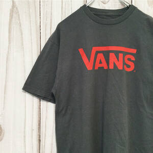 【バンズ 半袖ビッグロゴTシャツ】M グレー VANS 古着 [230503-005]