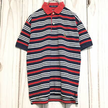 【トミーヒルフィガー 半袖ロゴ刺繍ポロシャツ】レア 90's 旧ロゴ M マルチカラー TOMMY HILFIGER 古着 [230503-037]_画像2