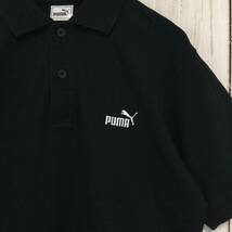 【プーマ 半袖ポロシャツ】美品 90s ヒットユニオン ハーフボタン M 黒 PUMA 古着 [230615-015]_画像5