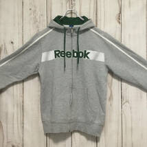 【リーボック ビッグロゴフルジップパーカー】 超ビッグサイズ スウェット プルオーパー 3XL グレー Reebok 古着 [240116-019]_画像6