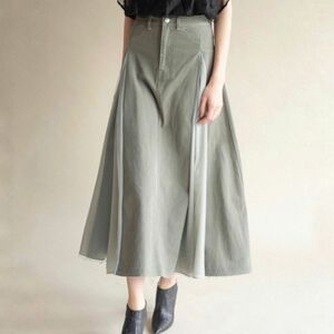 【LA BELLE ETUDE】【Belle vintage】シフォン切替ツイルAラインスカート　デニムスカート