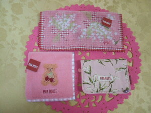 24 Pink House PINK HOUSE! полотенце носовой платок & салфетка inserting 3 листов set не использовался 