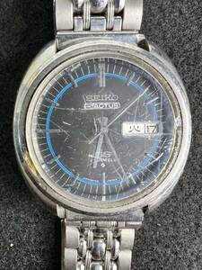 【KH0011】稼働 セイコー ファイブ アクタスSS 黒文字盤 ハック付き SEIKO 5 腕時計 自動巻き シルバー デイデイト アクタス QUARTZ 