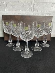 【FS0338】HOYA クリスタルグラス　5個セット ワイングラス ホヤ CRYSTAL シャンパングラス クリスタルガラス カットガラス ガラス製 