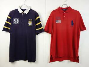 C423/POLO RALPH LAUREN/ Polo Ralph Lauren / хлопок рубашка-поло с коротким рукавом /2 шт. комплект / темно-синий серия / оттенок красного / мужской /XL размер /