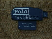 A805/90s/POLO by Ralph Lauren/ポロラルフローレン/クルーネックウールニットセーター/ベージュ系/メンズ/Lサイズ_画像4