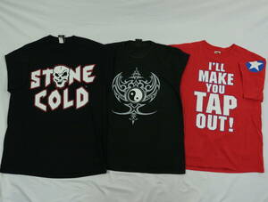 C837/00s/WWE/WWF/プロレスリング/STONE COLD/ストーンコールド/ROB VAN DAM/KURT ANGLE/カートアングル/ビンテージTシャツ3枚セット/L-XL