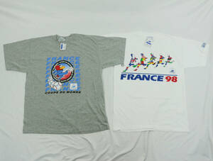 C845/希少/デッドストック/FRANCE98/98'フランスワールドカップ/W杯/オフィシャルグッズ/ビンテージTシャツ/2枚セット/サッカー/メンズ/M