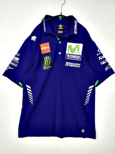 C290/美品/DESCENTE/YAMAHA FACTORY RACING/ヤマハ/Movistar Yamaha Moto GP/レプリカポロシャツ/XOサイズ/ブルー