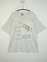 C408/Champion/チャンピオン/アメリカ製/Jean Brian 68フランス五輪ポスター/96アトランタ五輪/半袖Tシャツ/ヘザーグレー系/メンズ/Mサイズ_画像1